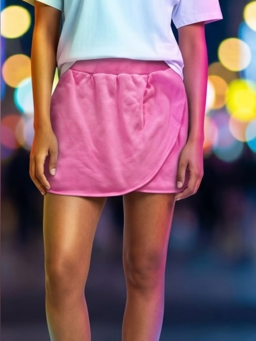 Queen of Sparkles Barbie Pink Fleece Front Wrap Mini Skirt Women's size S